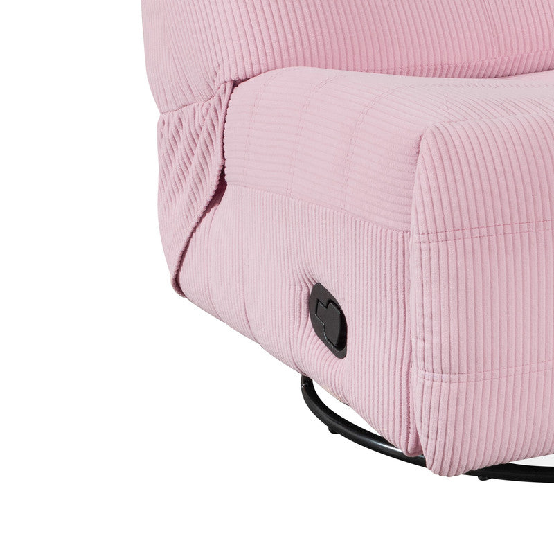 Pink Corduroy Swivel Glider Recliner for Guest Room for Living Room