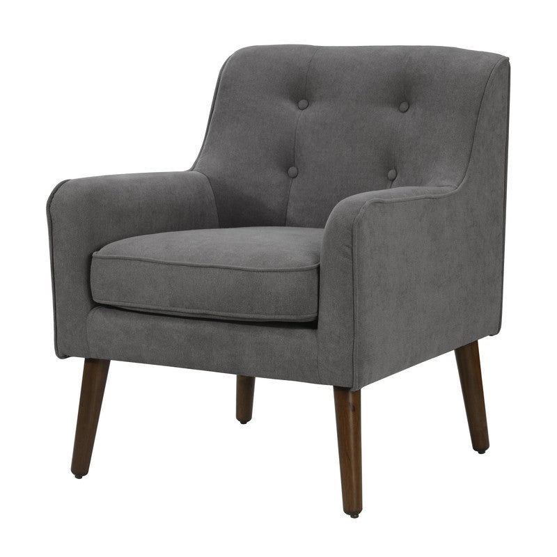 Gray Fabric Mid Century Armchair - 25" Wide