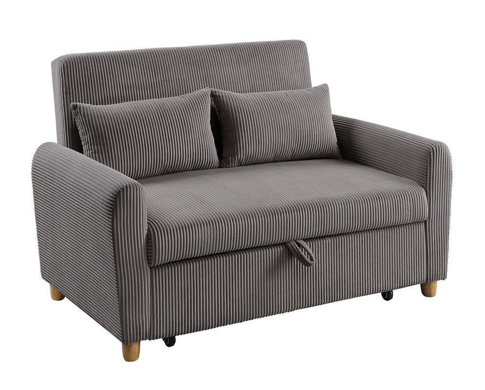 Brown Gray Corduroy Sleeper Loveseat - 54" Wide for Living Room