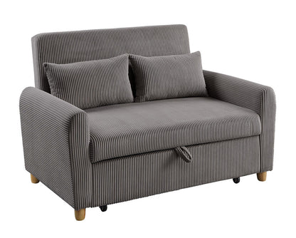 Brown Gray Corduroy Sleeper Loveseat - 54" Wide for Living Room