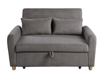 Brown Gray Corduroy Sleeper Loveseat - 54" Wide for Living Room
