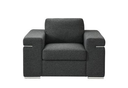Black Linen Armchair - 35" Wide Seat for Living Room
