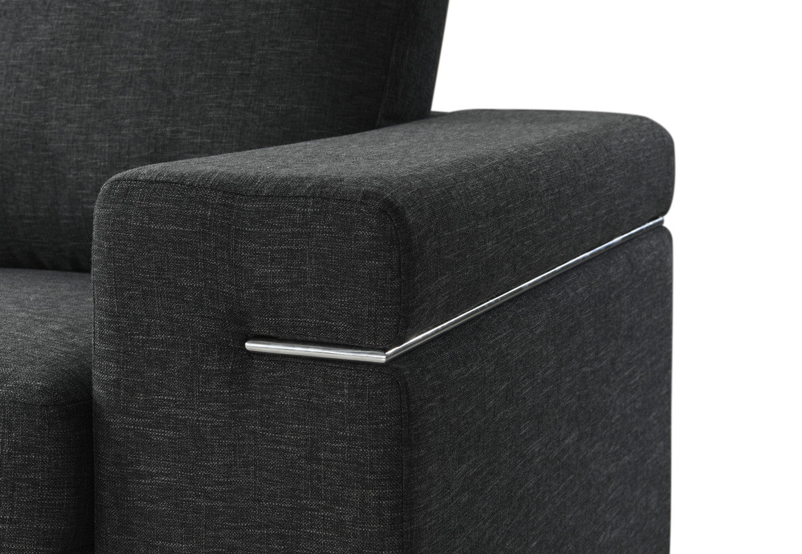Black Linen Armchair - 35" Wide Seat for Living Room