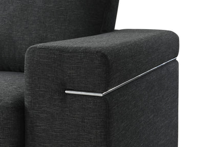 Black Linen Armchair - 35" Wide Seat for Living Room