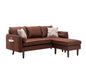 Mirella 70"W Brown Sectional Sofa Chaise with USB Charger & Pillows