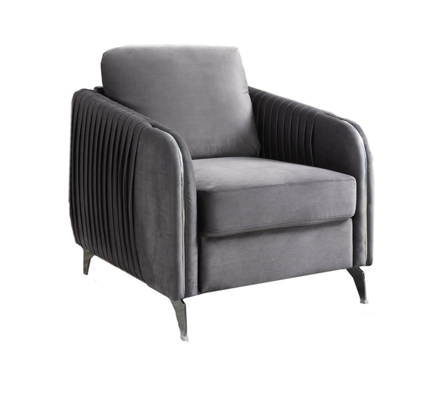 Gray Velvet Accent Armchair - 32" Wide Comfort Seat for Living Room