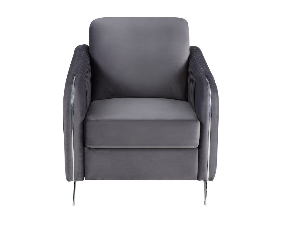 Gray Velvet Accent Armchair - 32" Wide Comfort Seat for Living Room