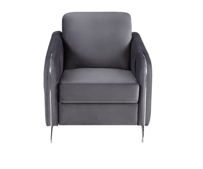 Gray Velvet Accent Armchair - 32" Wide Comfort Seat for Living Room