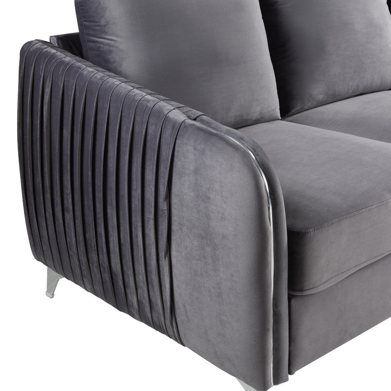 Gray Velvet Accent Armchair - 32" Wide Comfort Seat for Living Room