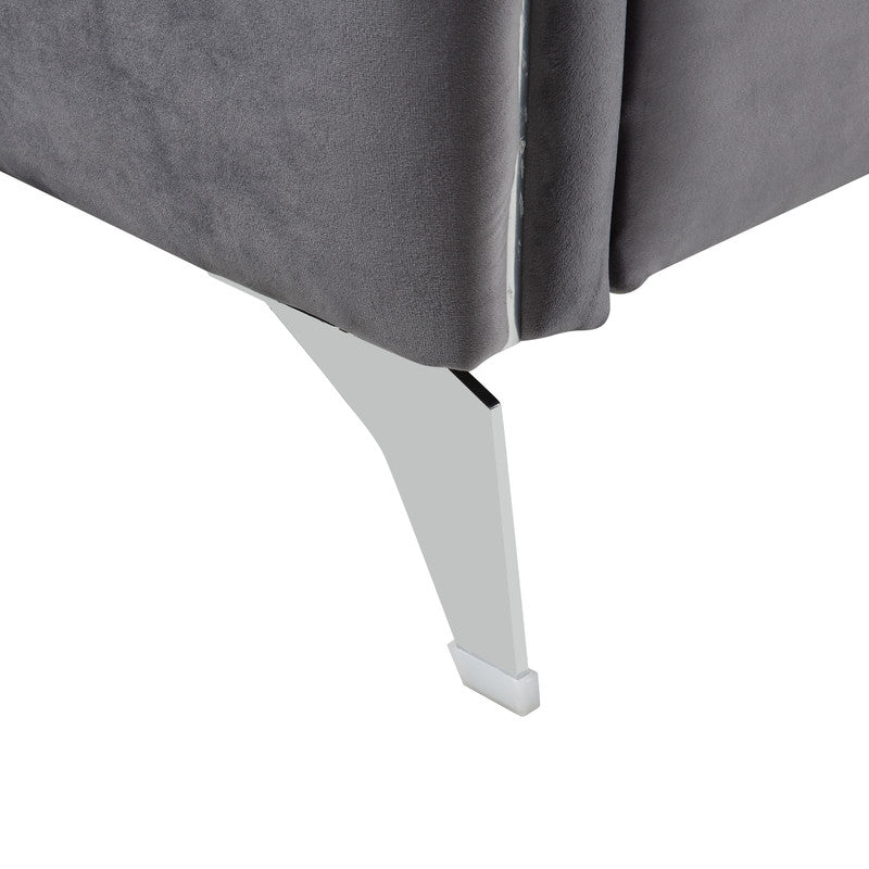 Gray Velvet Accent Armchair - 32" Wide Comfort Seat for Living Room