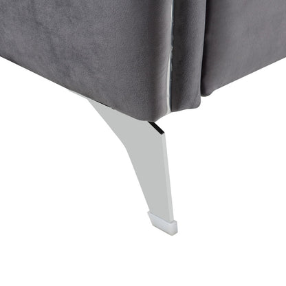 Gray Velvet Accent Armchair - 32" Wide Comfort Seat for Living Room