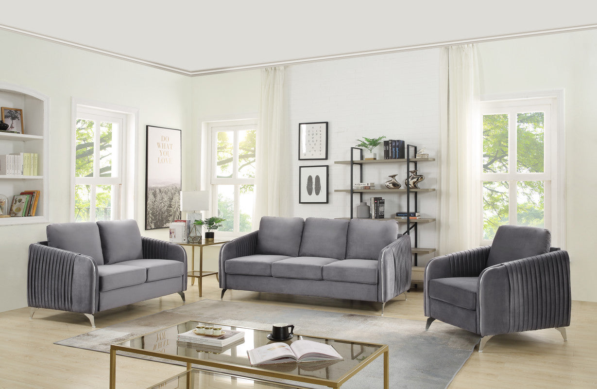 Gray Velvet Accent Armchair - 32" Wide Comfort Seat for Living Room