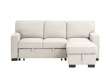 3 Seat Beige Fabric Sectional Sofa with Sleeper for Living Room
