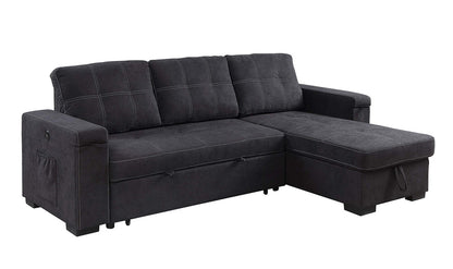 3 Seat Black Fabric Sectional Sofa Sleeper