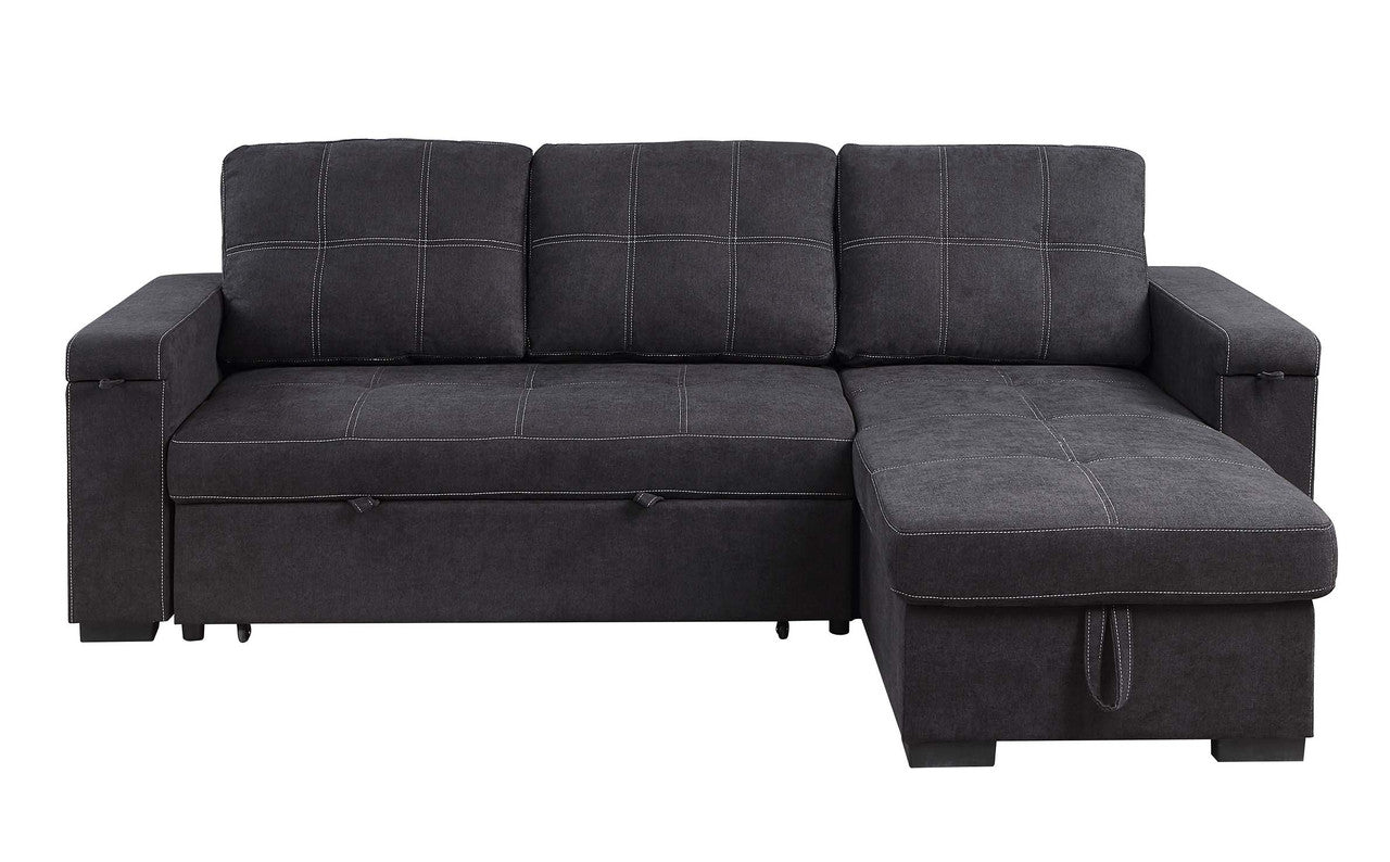 3 Seat Black Fabric Sectional Sofa Sleeper