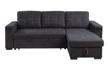 3 Seat Black Fabric Sectional Sofa Sleeper