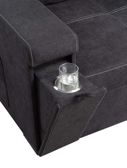 3 Seat Black Fabric Sectional Sofa Sleeper