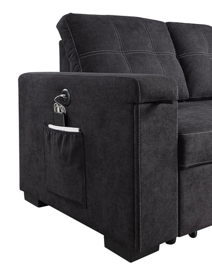 3 Seat Black Fabric Sectional Sofa Sleeper