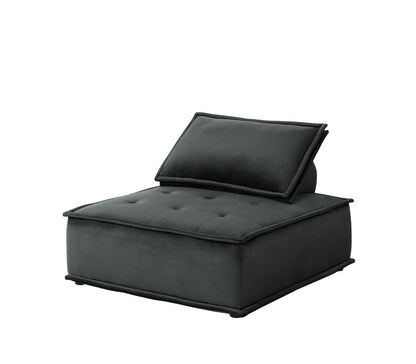 Black Velvet 3 Seat Sectional Sofa - 80" Wide