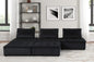 Aveline 120"W Black Velvet 5 Pc Sectional Sofa Ottoman