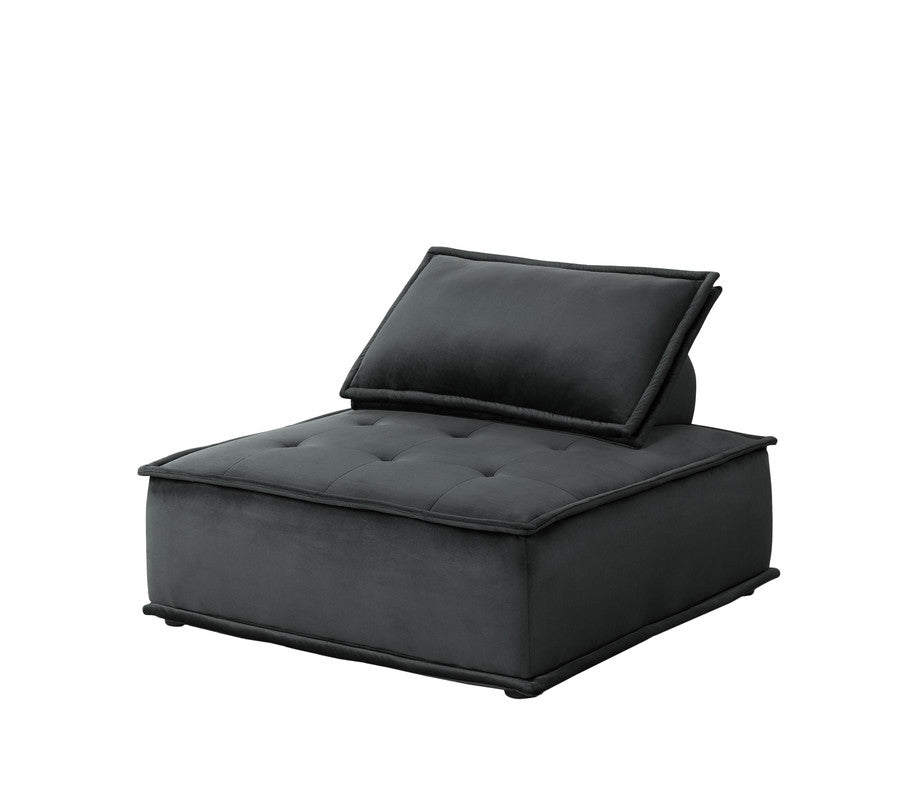 Black Velvet 6-Seat Sectional Sofa - 160" Wide