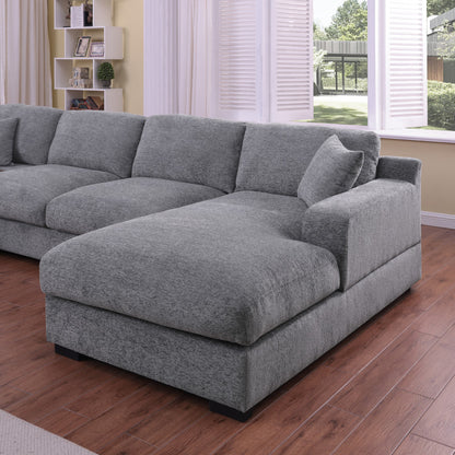 Light Gray Chenille Corner Sectional Sofa - 5 Seat