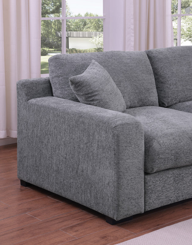 Light Gray Chenille Corner Sectional Sofa - 5 Seat