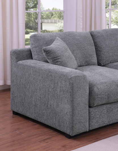 Light Gray Chenille Corner Sectional Sofa - 5 Seat