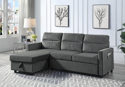 Iride Dark Gray Velvet Sleeper Sectional - 3 Seat Comfort