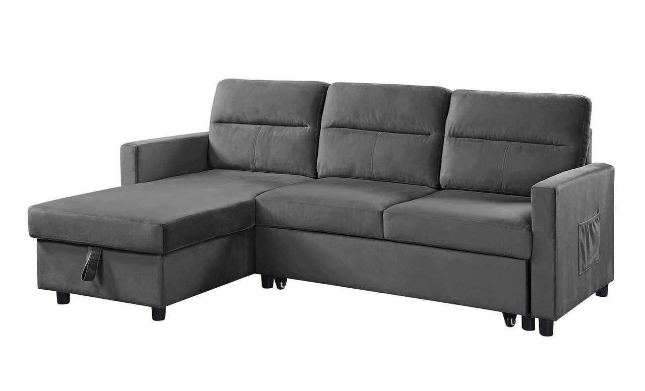 Iride Dark Gray Velvet Sleeper Sectional - 3 Seat Comfort