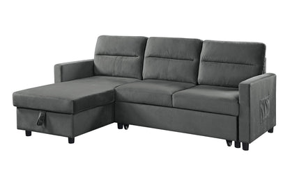 Iride Dark Gray Velvet Sleeper Sectional - 3 Seat Comfort