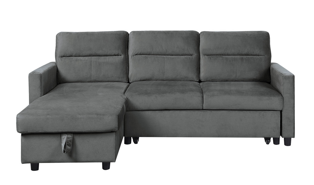 Iride Dark Gray Velvet Sleeper Sectional - 3 Seat Comfort