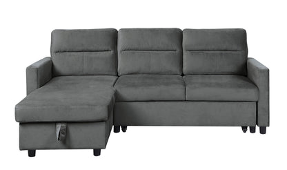 Iride Dark Gray Velvet Sleeper Sectional - 3 Seat Comfort