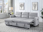 Iride 81.5"W Light Gray Velvet Reversible Sleeper Sectional Sofa with Storage Chaise and Side Pocket