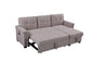 Aurora 84"W Light Gray Reversible Sleeper Sectional Sofa with Storage Chaise, USB Charging Ports and Pocket