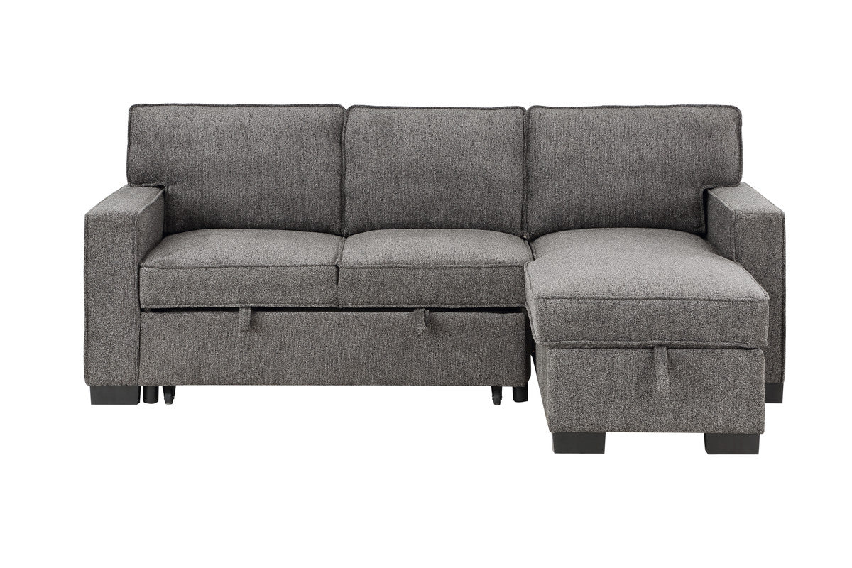 Dark Gray Fabric Sleeper Sectional - 3 Seats, Storage for Living Room