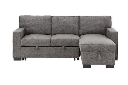 Dark Gray Fabric Sleeper Sectional - 3 Seats, Storage for Living Room