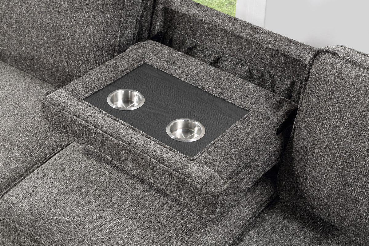 Dark Gray Fabric Sleeper Sectional - 3 Seats, Storage for Living Room