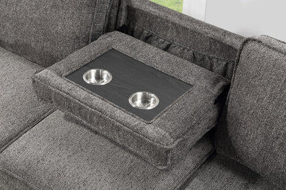 Dark Gray Fabric Sleeper Sectional - 3 Seats, Storage for Living Room