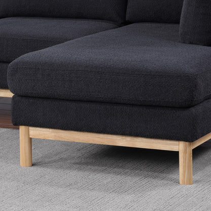 Helena Black Sherpa Sectional Sofa - 4 Seat