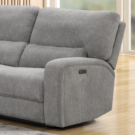 114" Light Gray Chenille Sectional Sofa - 5 Seats