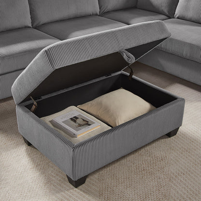 Dark Gray Corduroy Sectional Sofa - 77" Wide