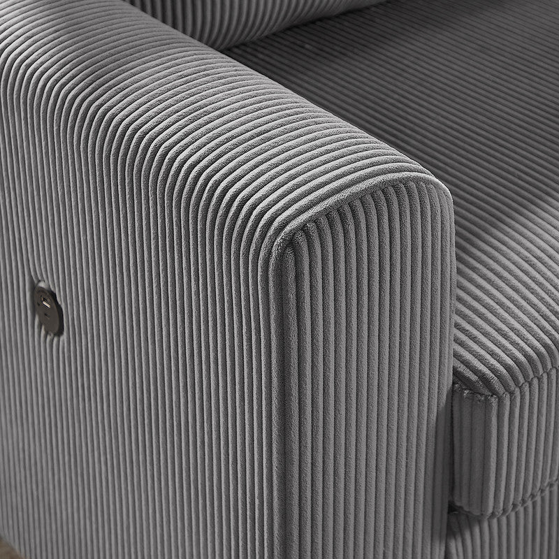 Dark Gray Corduroy Sectional Sofa - 77" Wide