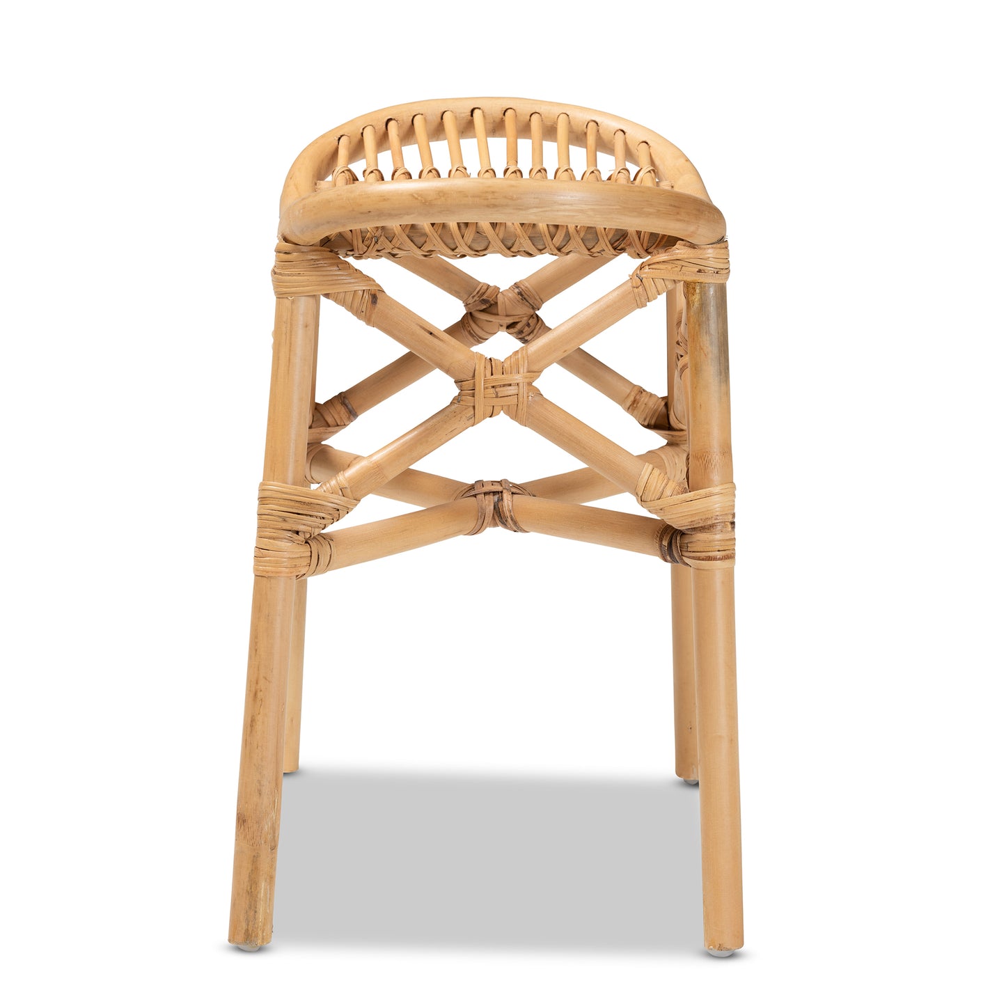 Modern Brown Rattan Footstool - Cozy Guest Comfort