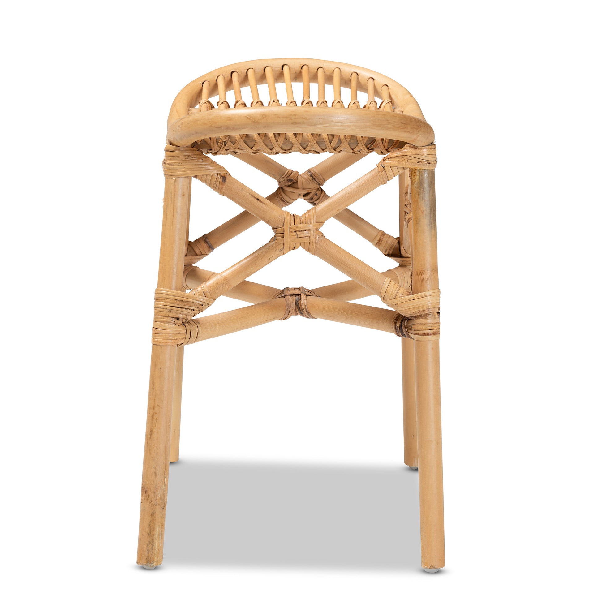 Modern Brown Rattan Footstool - Cozy Guest Comfort