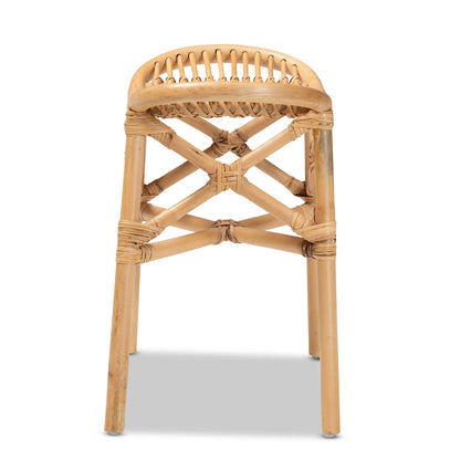Modern Brown Rattan Footstool - Cozy Guest Comfort