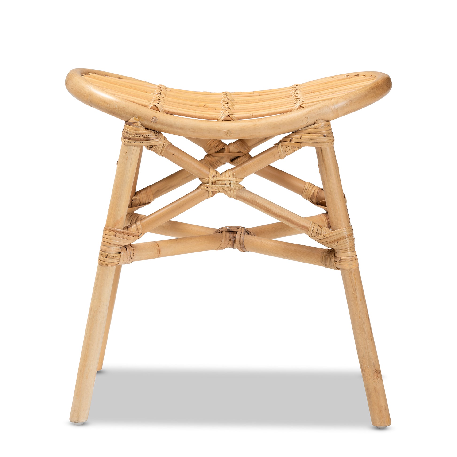 Modern Brown Rattan Footstool - Cozy Guest Comfort