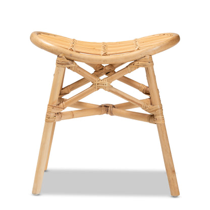 Modern Brown Rattan Footstool - Cozy Guest Comfort