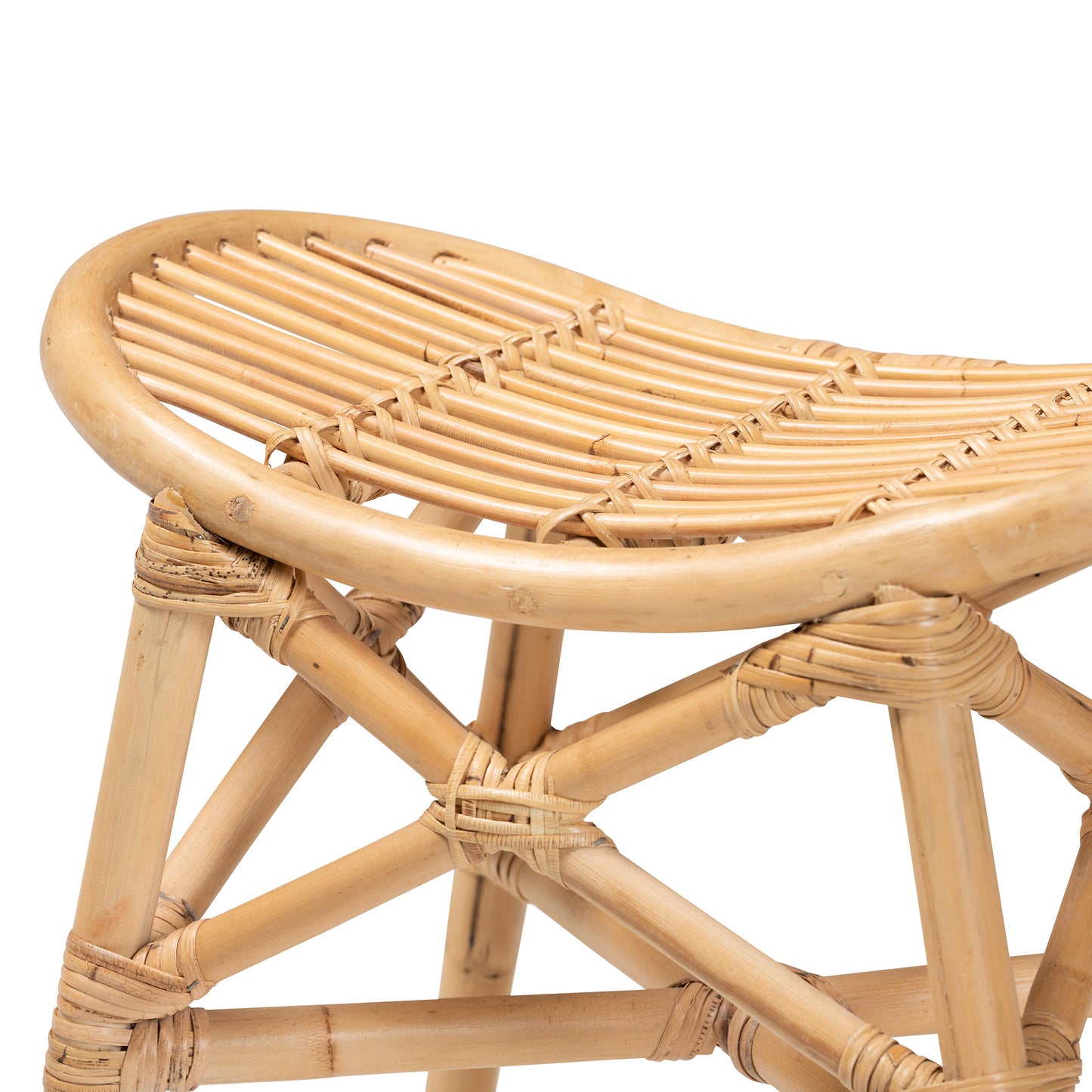 Modern Brown Rattan Footstool - Cozy Guest Comfort