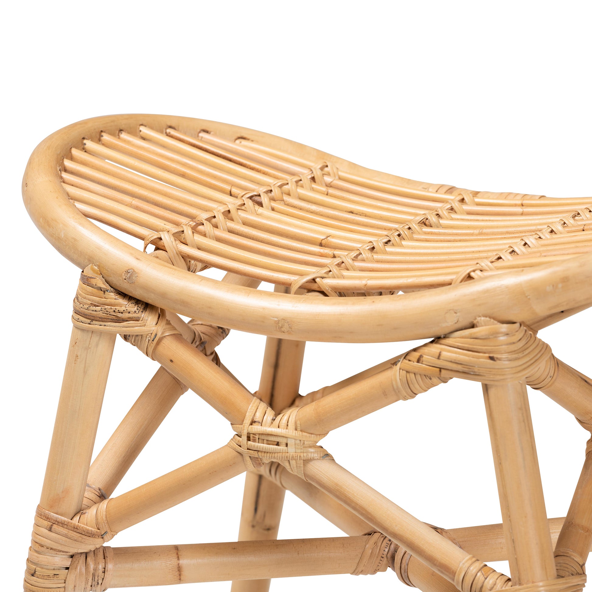 Modern Brown Rattan Footstool - Cozy Guest Comfort